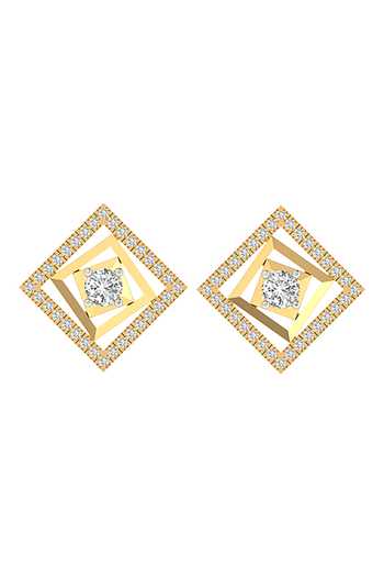 Divine Solitaires Gold Plated Imitation Diamonds Geometric Cutwork Stud Earrings Online at Aza Fashions Divine Solitaires_Gold Plated Imitation Diamonds Geometric Cutwork Stud Earrings_Online_at_Aza_Fashions