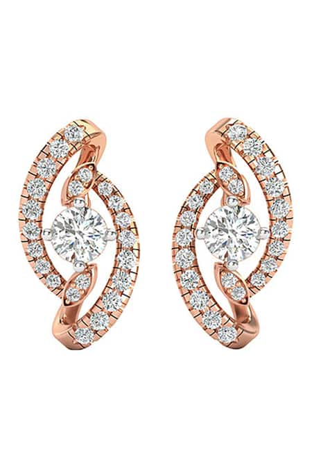 Divine Solitaires 18kt Rose Gold Diamond Embellished Earrings 