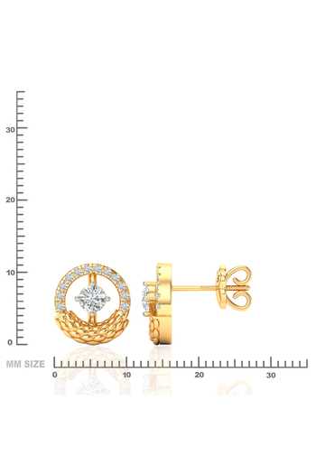 Buy_Divine Solitaires_Yellow Imitation Diamonds Gold Round Cut Stud Earrings_Online_at_Aza_Fashions