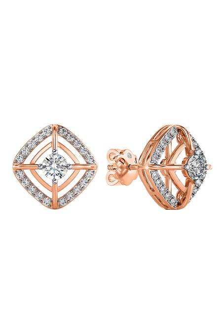 Divine Solitaires 18kt Rose Gold Diamond Earrings 