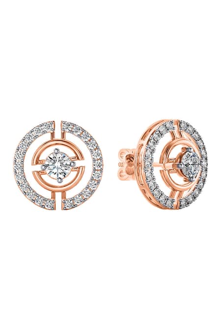 Divine Solitaires 18kt Rose Gold Diamond Studded Earrings 