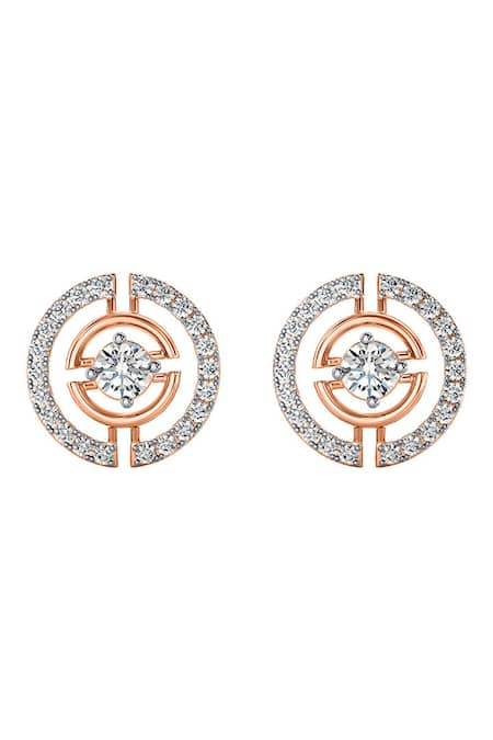 Divine Solitaires Rose Gold Diamond 18kt Studded Earrings  3