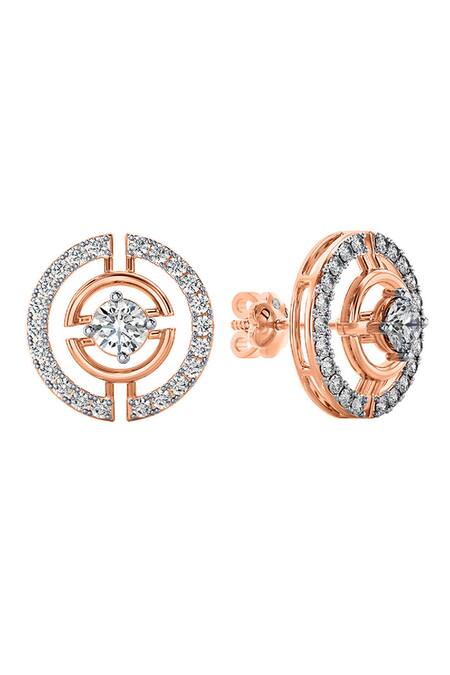 Divine Solitaires Rose Gold Diamond 18kt Studded Earrings  4