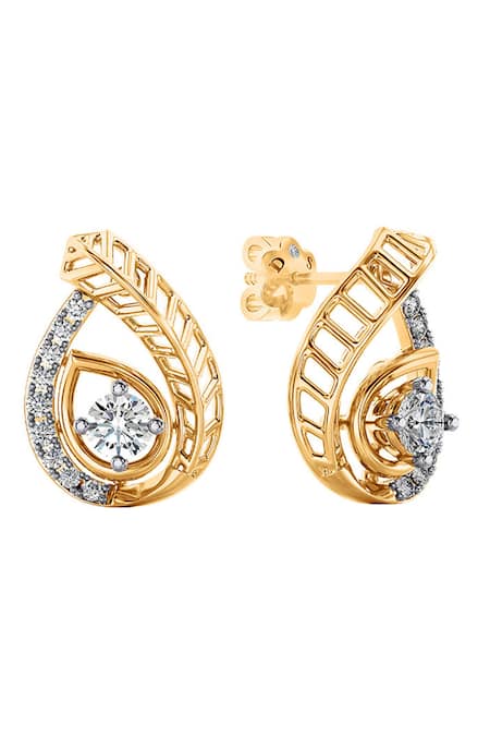 Divine Solitaires 18kt Yellow Gold Diamond Studded Earrings 