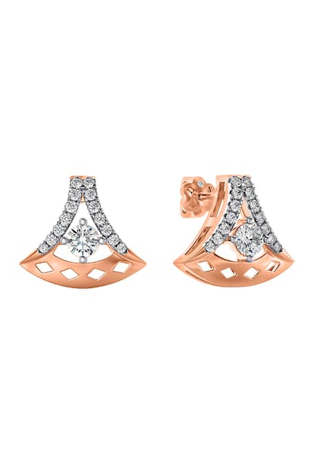 Divine Solitaires 18kt Rose Gold Diamond Earrings 