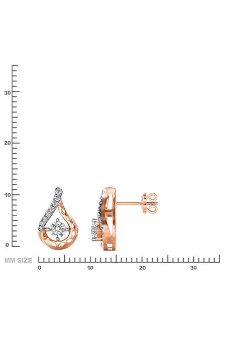 Buy_Divine Solitaires_Rose Gold Imitation Diamonds Tear Drop Shape Earrings_Online_at_Aza_Fashions