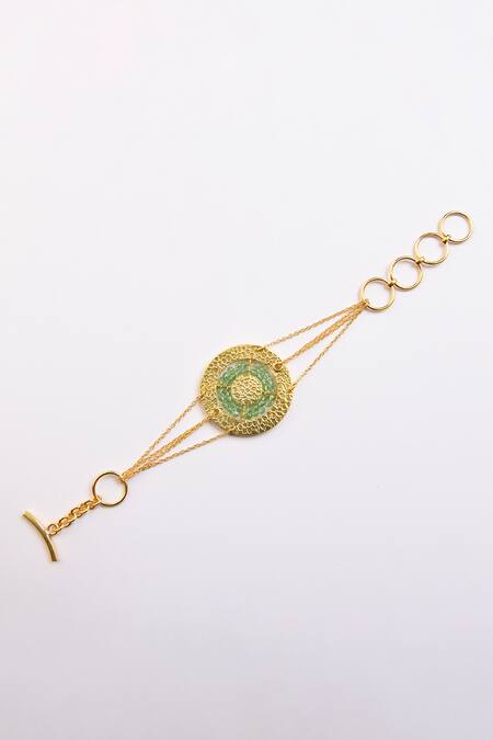 Totapari Gold Beaded Round Chain Bracelet 