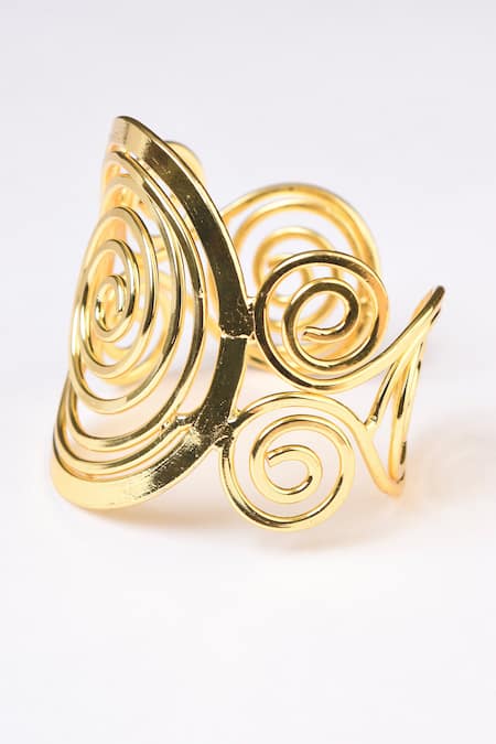 Totapari_Gold Plated Fibonacci Spiral Hand Cuff _Online_at_Aza_Fashions