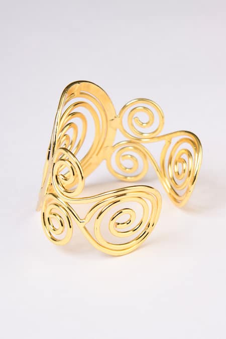 Buy_Totapari_Gold Plated Fibonacci Spiral Hand Cuff _Online_at_Aza_Fashions