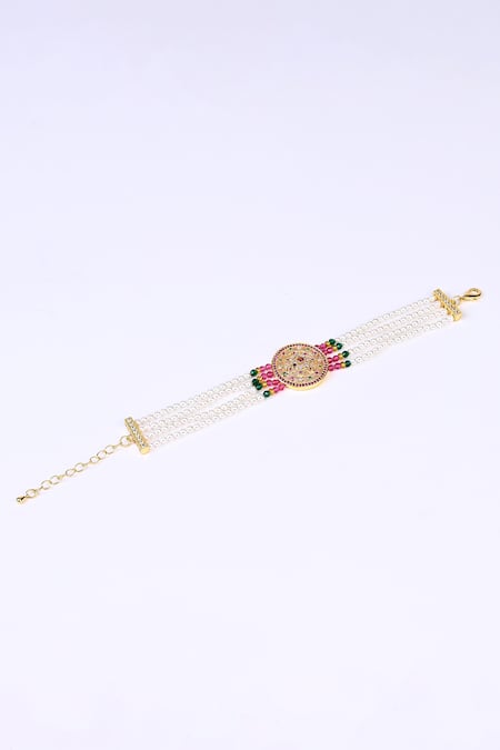 Totapari Gold Pearl and Stone Embellished Bracelet 