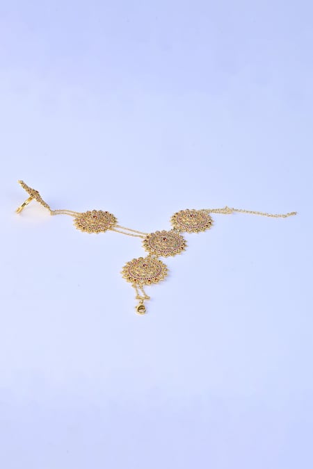 Totapari Gold Stone Embellished Hathphool 