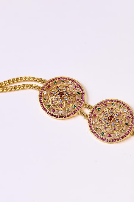 Shop_Totapari_Gold Plated Stone Embellished Choker _Online_at_Aza_Fashions