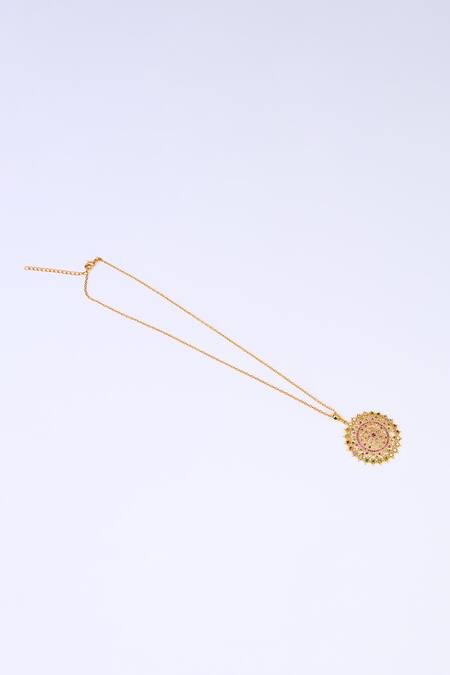 Totapari Gold Stone Embellished Pendant Necklace 