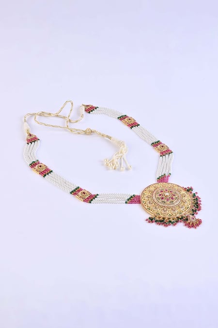 Shop_Totapari_Gold Plated Stone Multicolor Long Necklace _Online_at_Aza_Fashions
