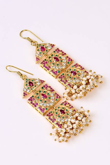 Buy_Totapari_Gold Plated Pearls, Stones And Necklace Set _Online_at_Aza_Fashions