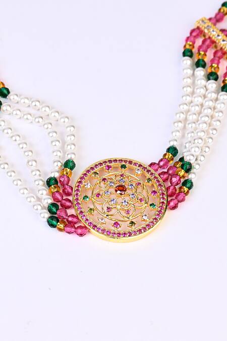 Buy_Totapari_Gold Plated Pearls, Stones Choker Set _Online_at_Aza_Fashions