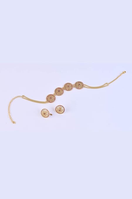 Totapari Gold Stone Embellished Choker Set 