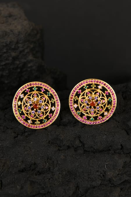 Shop Totapari Gold Plated Stones Embellished Choker Set Online at Aza Fashions Shop_Totapari_Gold Plated Stones Embellished Choker Set _Online_at_Aza_Fashions