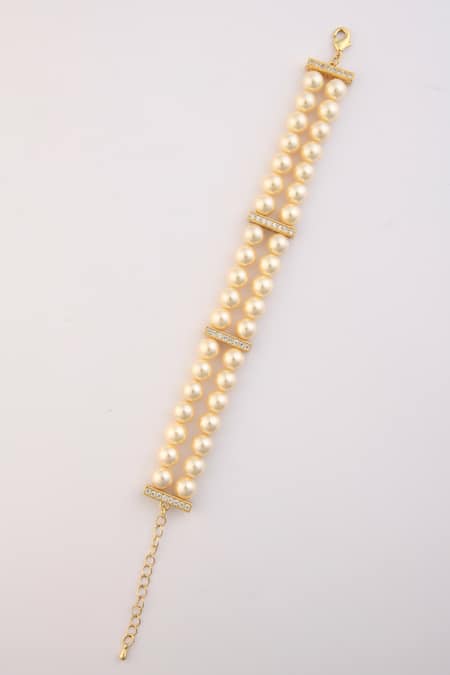 Totapari Gold Pearl & Stone Embellished Bracelet 