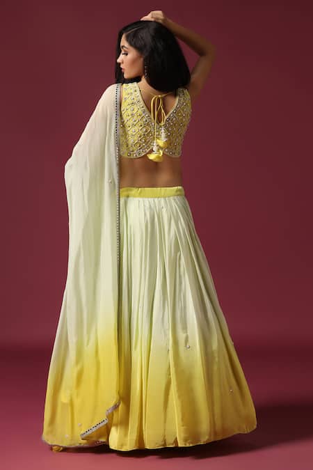 Two Sisters By Gyans Ombre Embroidered Lehenga Set