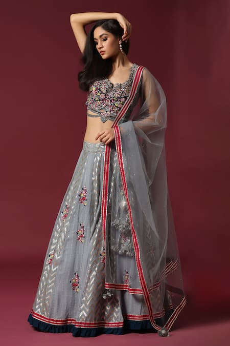 Two Sisters By Gyans Chevron Woven Lehenga Set 