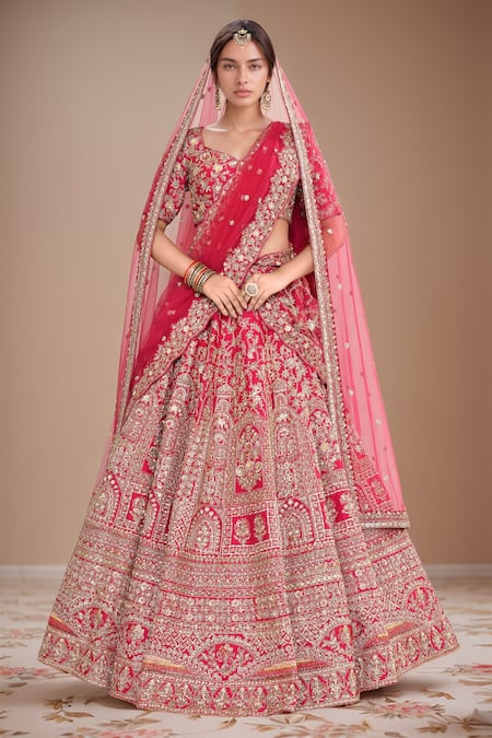 Kalighata Kayra Floral Jaal Embroidered Bridal Lehenga Set 