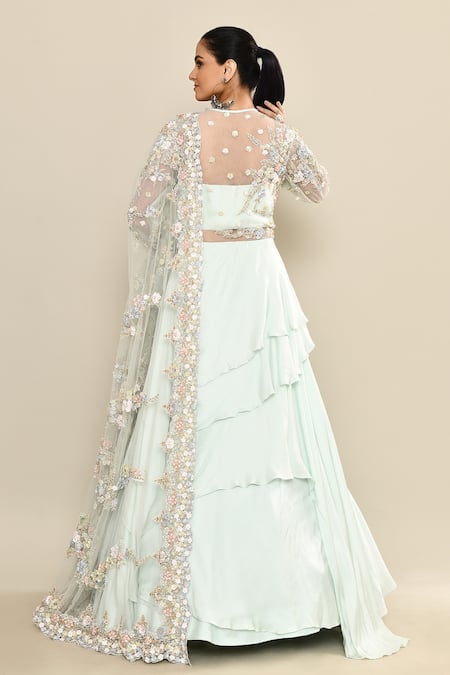 Kalighata Floral Sequin Embroidered Gown Set 