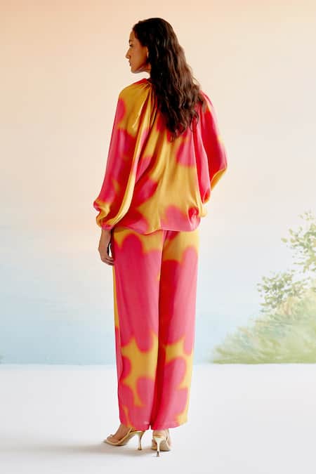 Echostudio Floral Cowl Neck Pant Set 