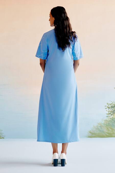 Echostudio Floral Cutwork Collared Midi Dress 