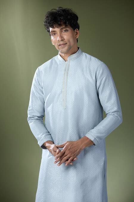 Buy Rng Safawala Blue Cotton, Silk Sequins Embroidered Kurta Set Online at Aza Fashions Buy_Rng Safawala_Blue Cotton, Silk Sequins Embroidered Kurta Set_Online_at_Aza_Fashions