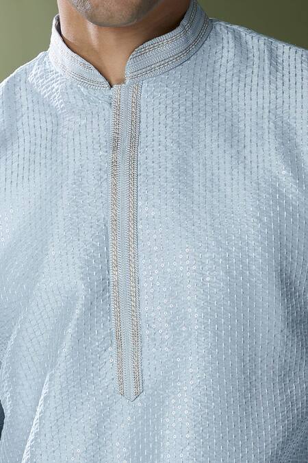 Rng Safawala Blue Cotton, Silk Sequins Embroidered Kurta Set at Aza Fashions Rng Safawala_Blue Cotton, Silk Sequins Embroidered Kurta Set_at_Aza_Fashions