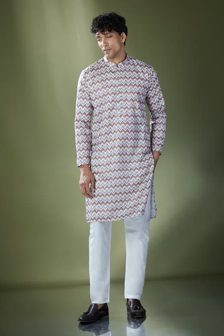 RNG Safawala Chevron Print Kurta With Pant 