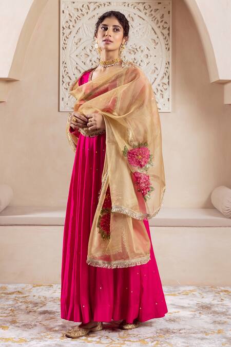 Buy Rivaaj Clothing Pink Organza, Modal Sequins, Embroidery Floral Vine Anarkali Set With Dupatta Online at Aza Fashions Buy_Rivaaj Clothing_Pink Organza, Modal Sequins, Embroidery Floral Vine Anarkali Set With Dupatta _Online_at_Aza_Fashions