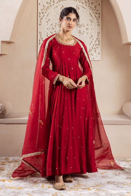 Rivaaj Clothing Floral Vine Embroidered Anarkali Set 