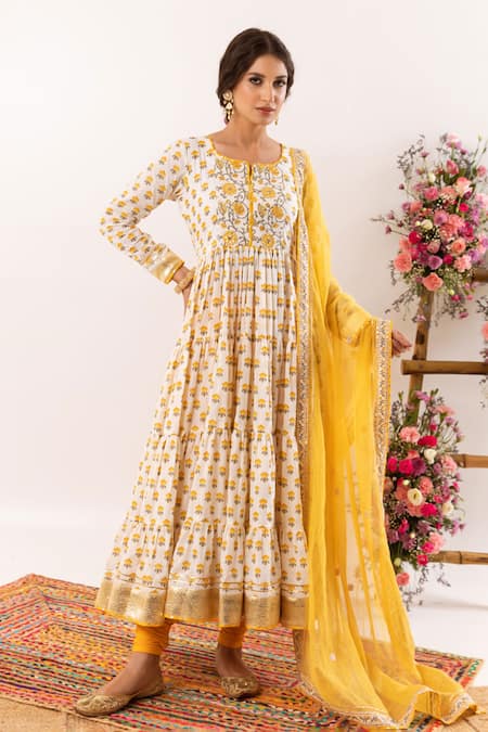Rivaaj Clothing Wildblossom Handblock Print Anarkali Set 