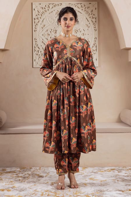 Rivaaj Clothing Firgun Botanical Print Anarkali & Pant Set 