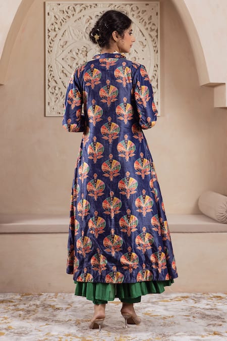 Rivaaj Clothing Floral Foil Printed Anarkali Set With Jacket 