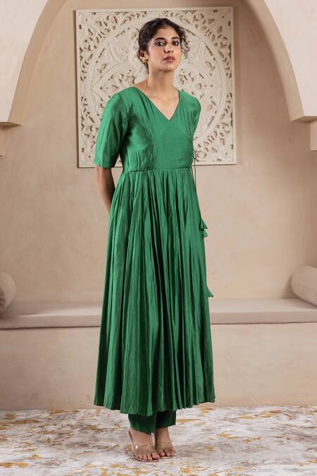 Rivaaj Clothing_Blue Velvet, Cotton Foil Printing, Floral Printed Anarkali Set With Jacket _Online_at_Aza_Fashions