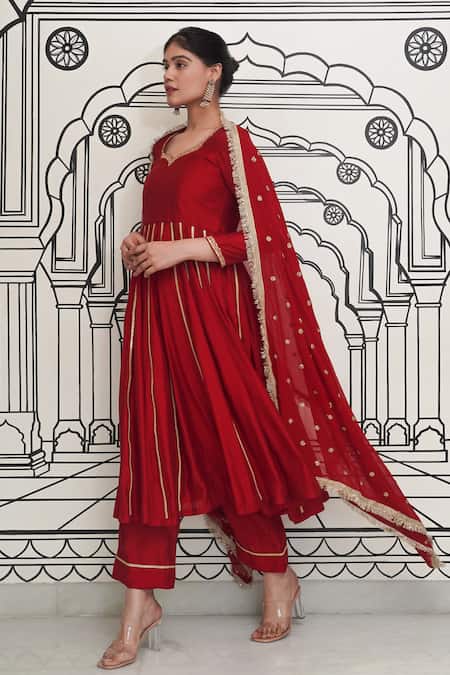 Buy Rivaaj Clothing Maroon Modal, Silk Gota Patti, Zari, Sequins Embroidered Anarkali Set Online at Aza Fashions Buy_Rivaaj Clothing_Maroon Modal, Silk Gota Patti, Zari, Sequins Embroidered Anarkali Set _Online_at_Aza_Fashions