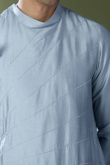 Rng Safawala Blue Silk, Cotton Cut Work Ombre Straight Kurta Set Online at Aza Fashions Rng Safawala_Blue Silk, Cotton Cut Work Ombre Straight Kurta Set _Online_at_Aza_Fashions