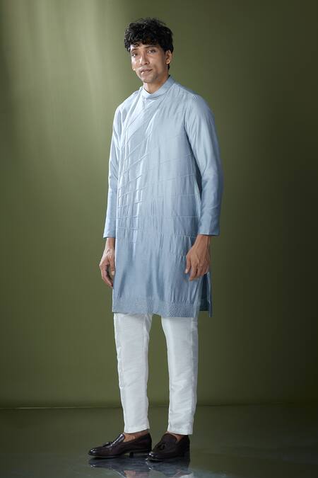 Shop Rng Safawala Blue Silk, Cotton Cut Work Ombre Straight Kurta Set Online at Aza Fashions Shop_Rng Safawala_Blue Silk, Cotton Cut Work Ombre Straight Kurta Set _Online_at_Aza_Fashions