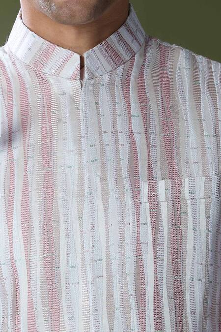 Buy Rng Safawala Pink Silk, Cotton Sequins Geometric Stripe Embroidered Bundi Set Online at Aza Fashions Buy_Rng Safawala_Pink Silk, Cotton Sequins Geometric Stripe Embroidered Bundi Set _Online_at_Aza_Fashions