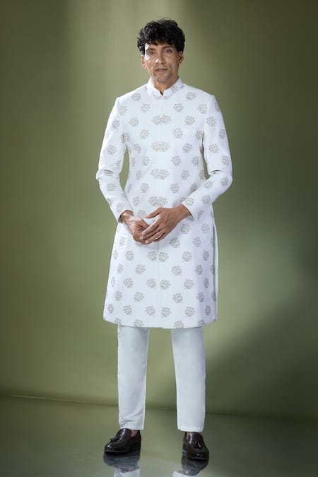 RNG Safawala Floral Embroidered Achkan With Pant 