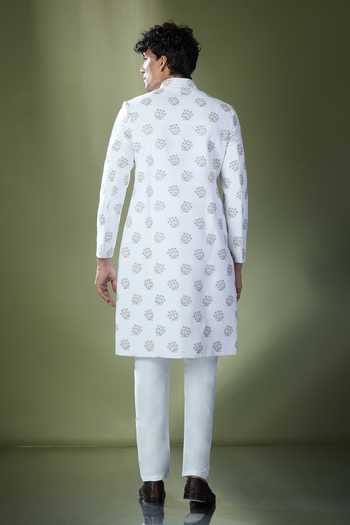 Rng Safawala Floral Embroidered Achkan & Pant Set For Kids