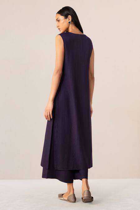 Ampm Purple Wool Embroidery Open Neck Jacket Palazzo Set Online at Aza Fashions Ampm_Purple Wool Embroidery Open Neck Jacket Palazzo Set _Online_at_Aza_Fashions