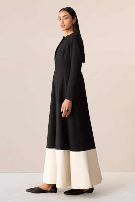 Shop Ampm Black Wool Embroidery Open Neck Cord Jacket Palazzo Set Online at Aza Fashions Shop_Ampm_Black Wool Embroidery Open Neck Cord Jacket Palazzo Set _Online_at_Aza_Fashions