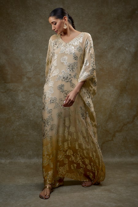 kriti bapna Floral Mirror Embroidered Kaftan 