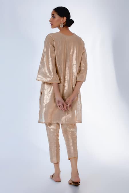 Kriti Bapna Gold Cutwork Embroidered Kurta Set 