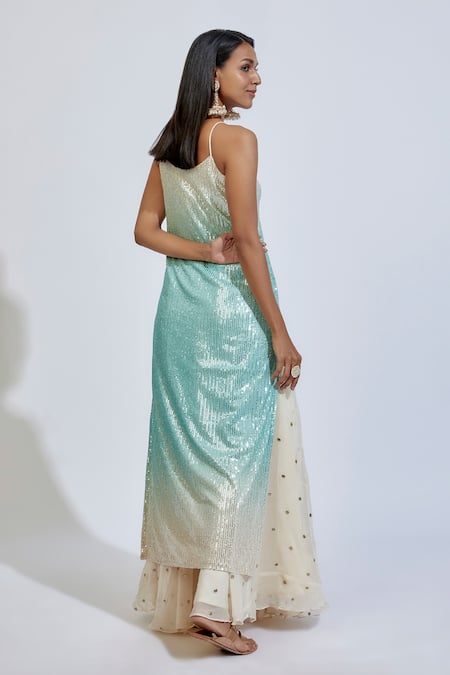 Kriti Bapna Ombre Cutwork Embroidered Kurta Set 