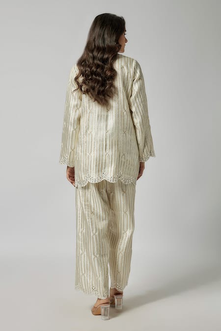 Kriti Bapna Floral Gota Embroidered Kurta Set 